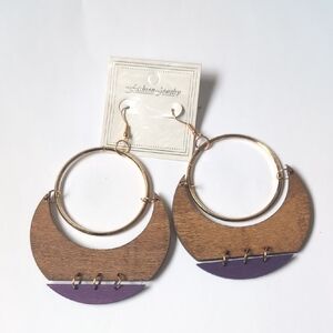 Fashion Jewelry Purple‎ and Brown Crescent Earrings
